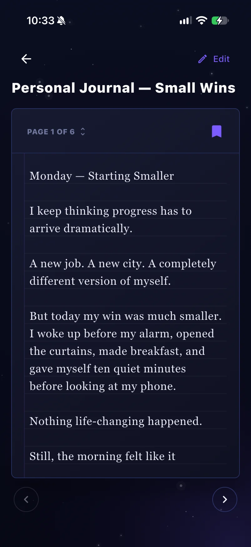 Qonstellation journal displayed on a phone