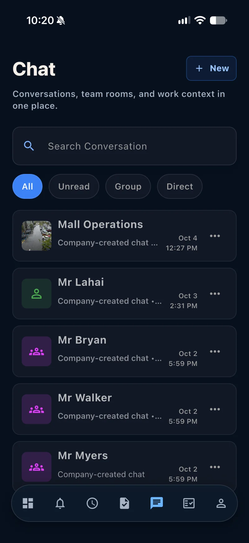 Company conversations in Taskynx