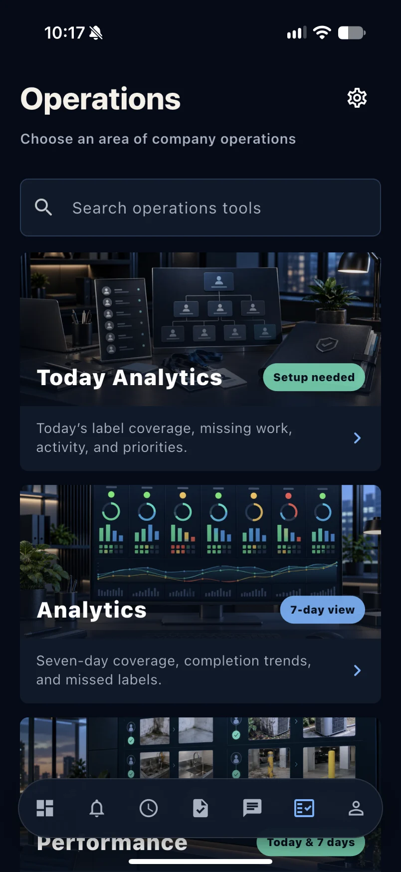 Taskynx operations screen